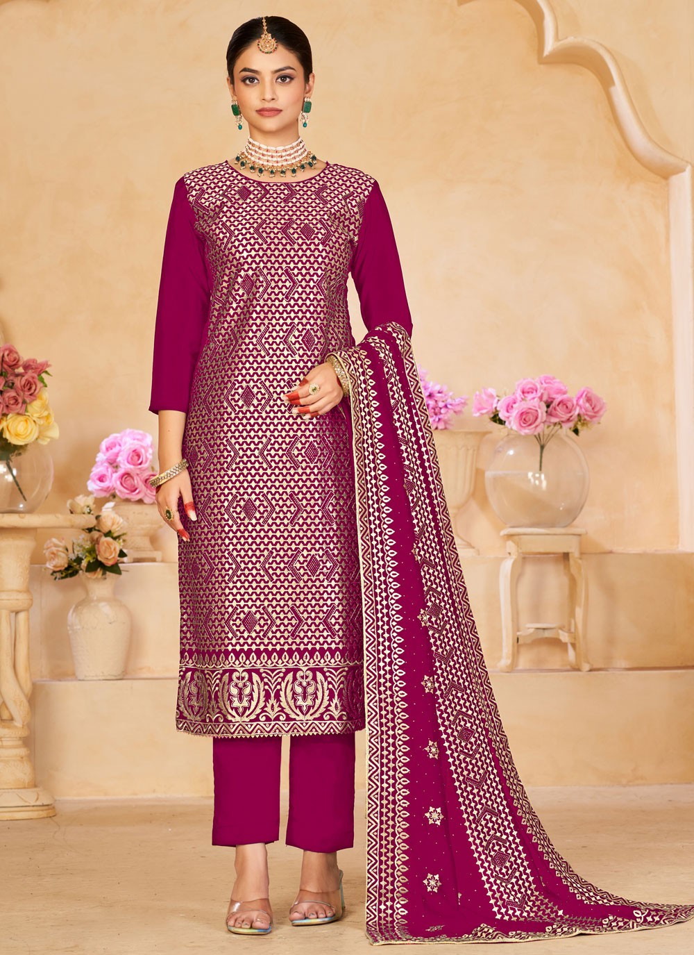 Vichitra Silk Salwar Suit - T1629