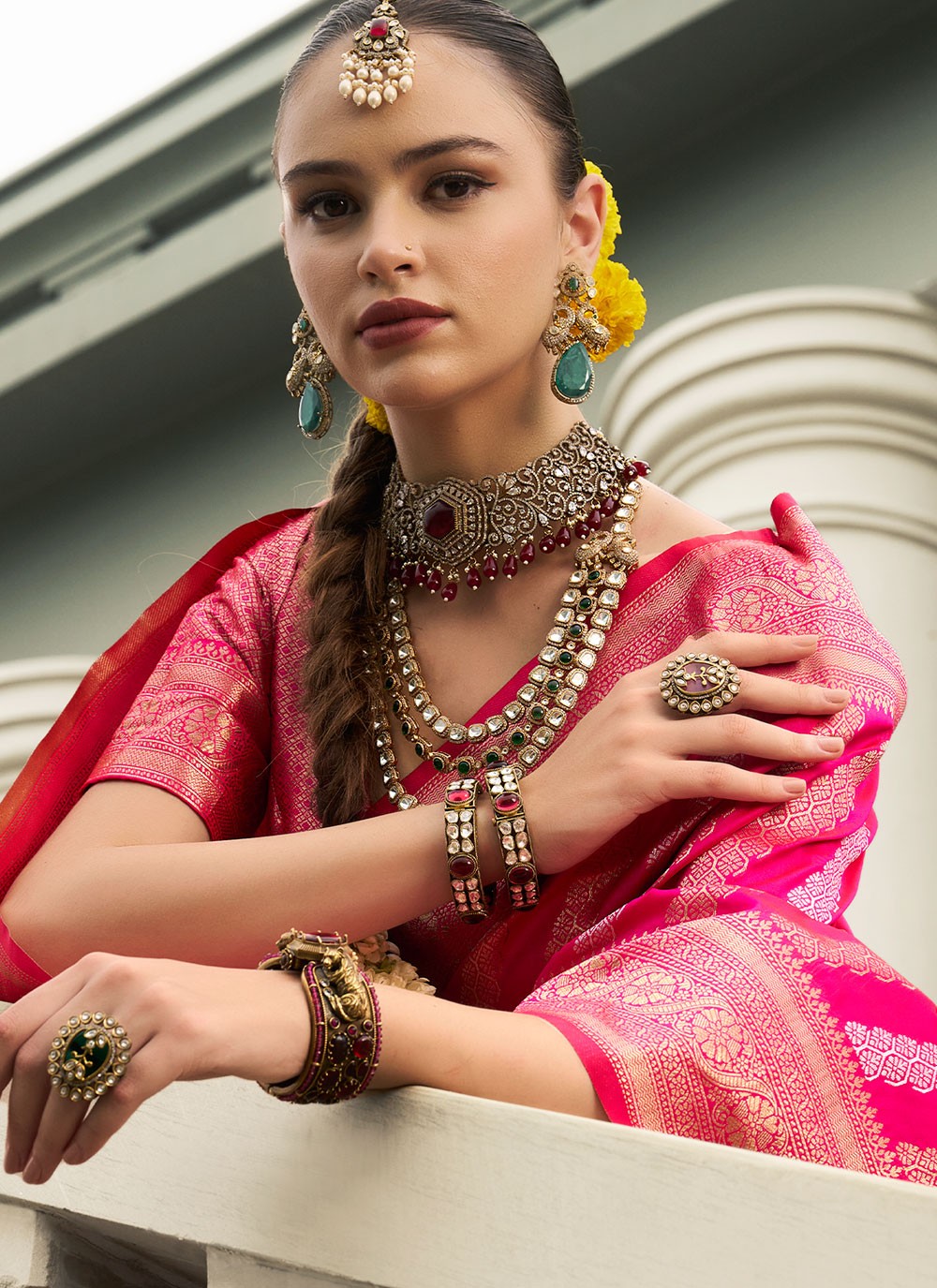 Classic Jaal Silk, Viscose Cream Saree - S10899