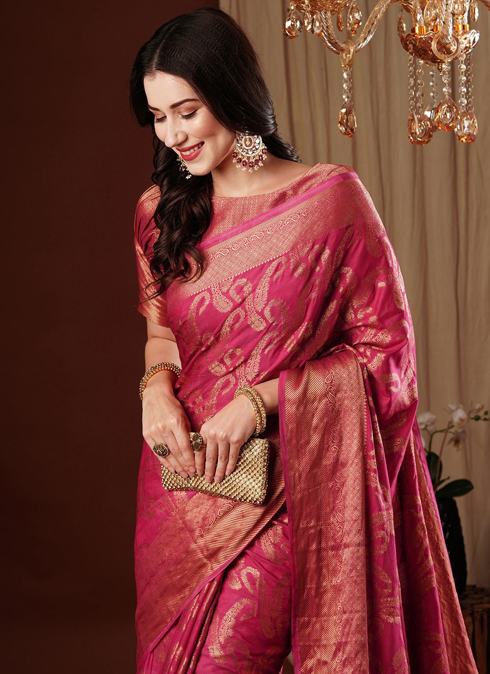 Contemporary Weaving Zari Viscose Saree - S8235
