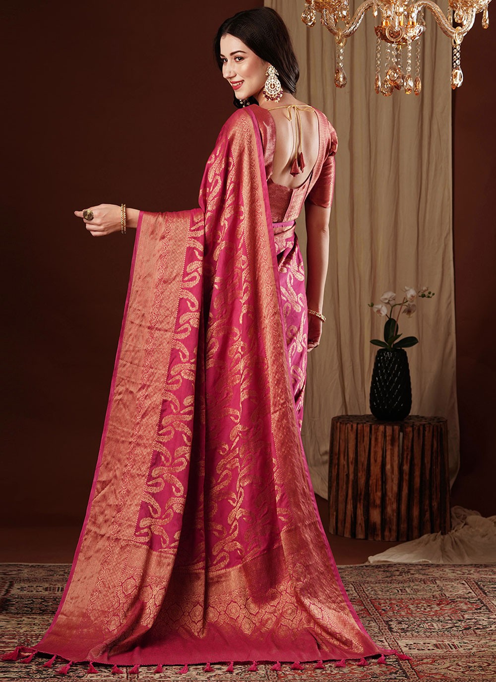 Contemporary Weaving Zari Viscose Saree - S8235