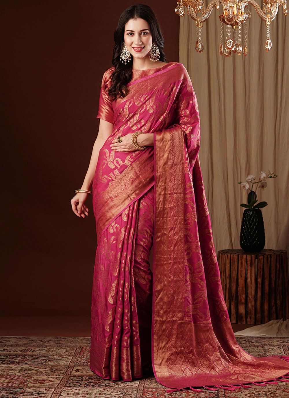 Contemporary Weaving Zari Viscose Saree - S8235
