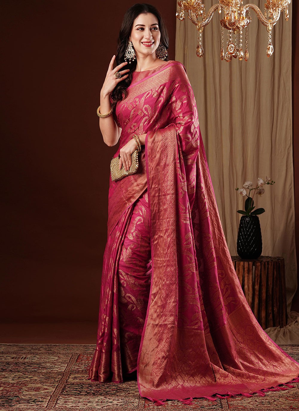 Contemporary Weaving Zari Viscose Saree - S8235