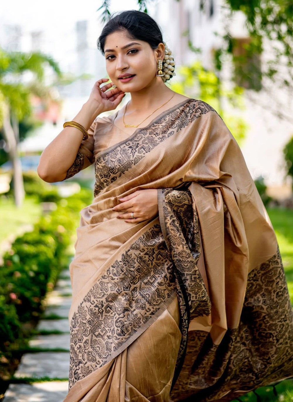 Trendy Border Work Handloom Silk, Raw Silk Saree - S3549