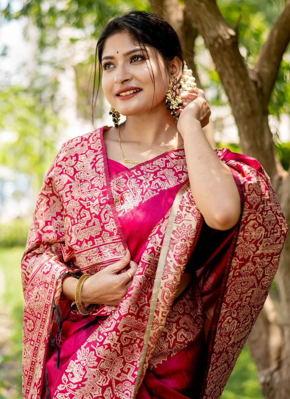 Trendy Border Work Handloom Silk, Raw Silk Saree - S3549