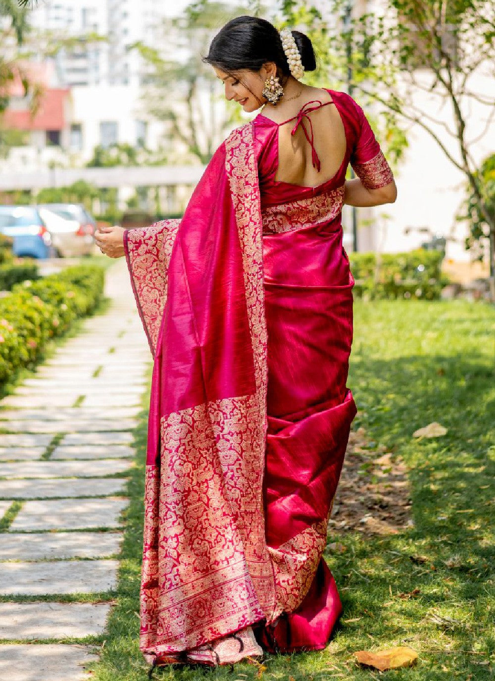 Trendy Border Work Handloom Silk, Raw Silk Saree - S3549