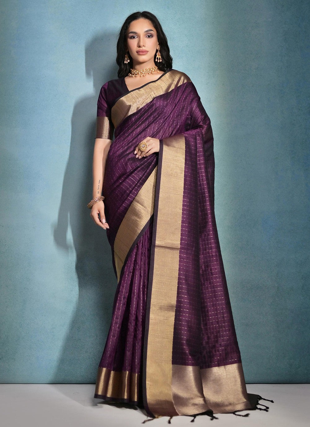 Trendy Woven Raw Silk Saree - S5074