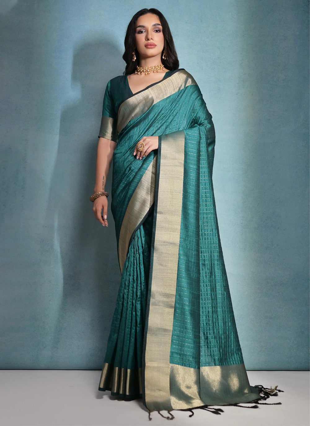 Trendy Woven Raw Silk Saree - S5074