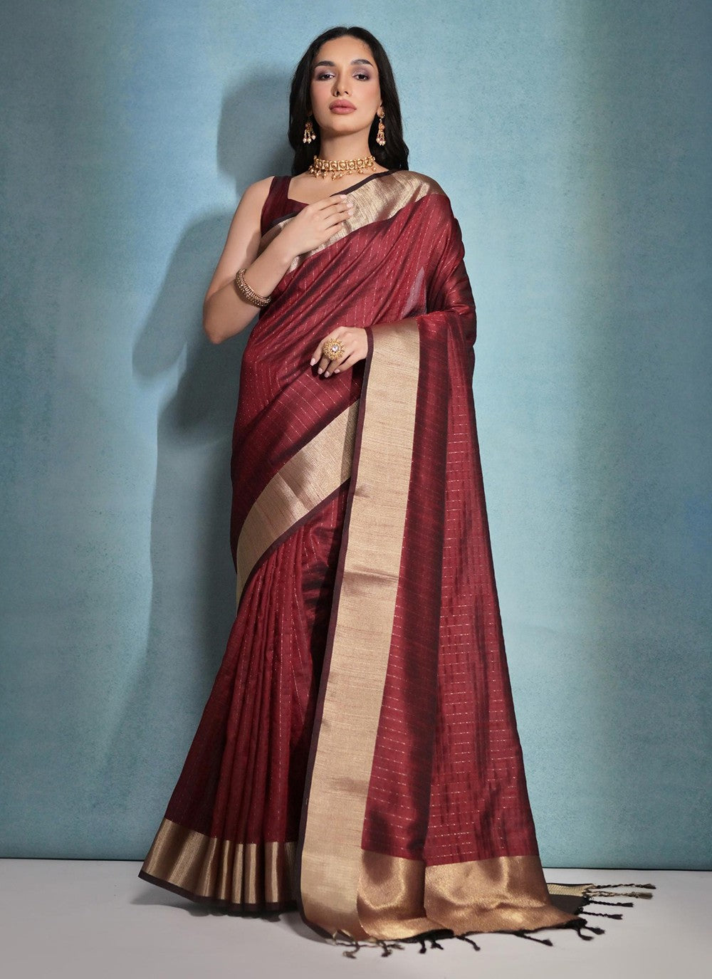 Trendy Woven Raw Silk Saree - S5074