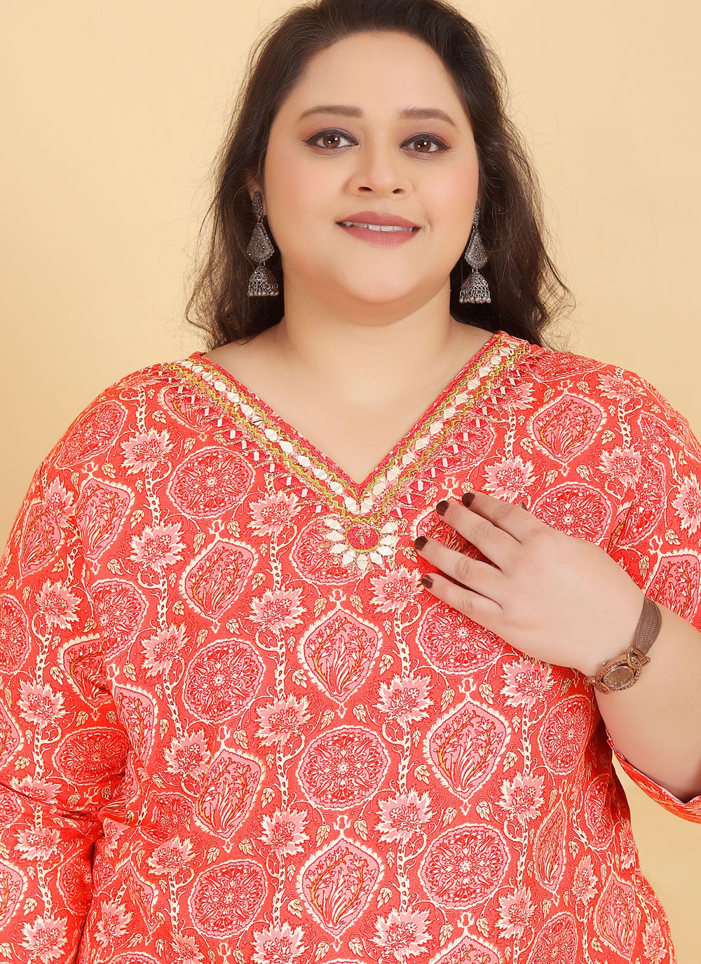 Salwar Suit Embroidered Pink Rayon T5497