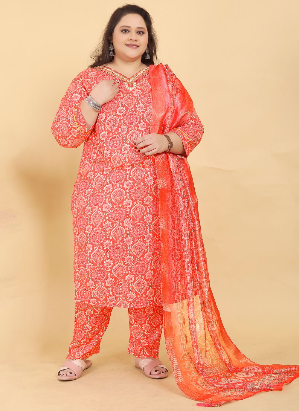 Salwar Suit Embroidered Pink Rayon T5497
