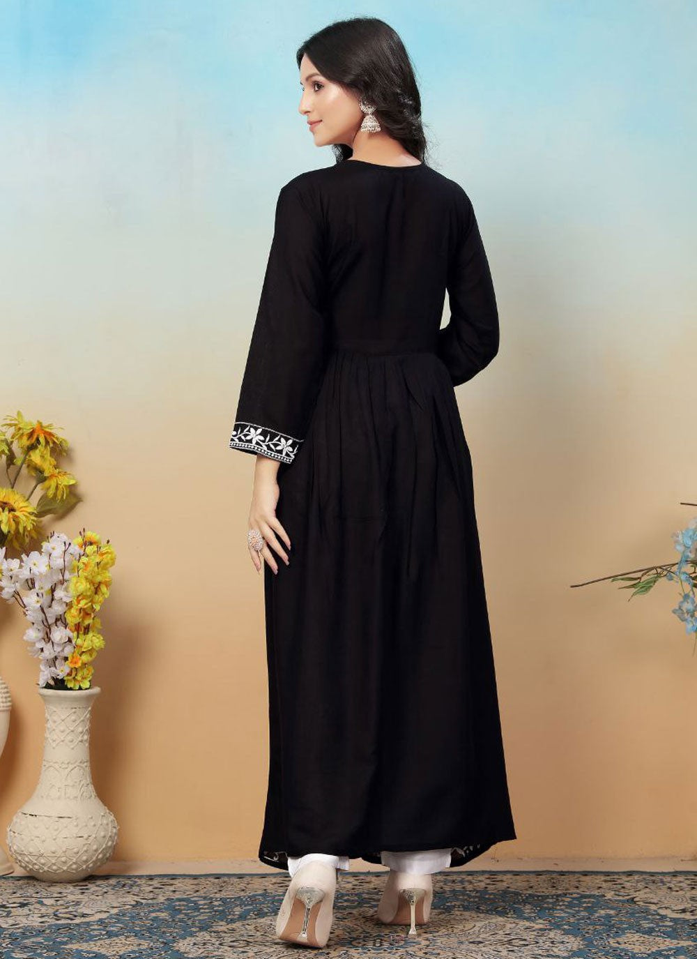 Chikankari Work Rayon Gown - G1787