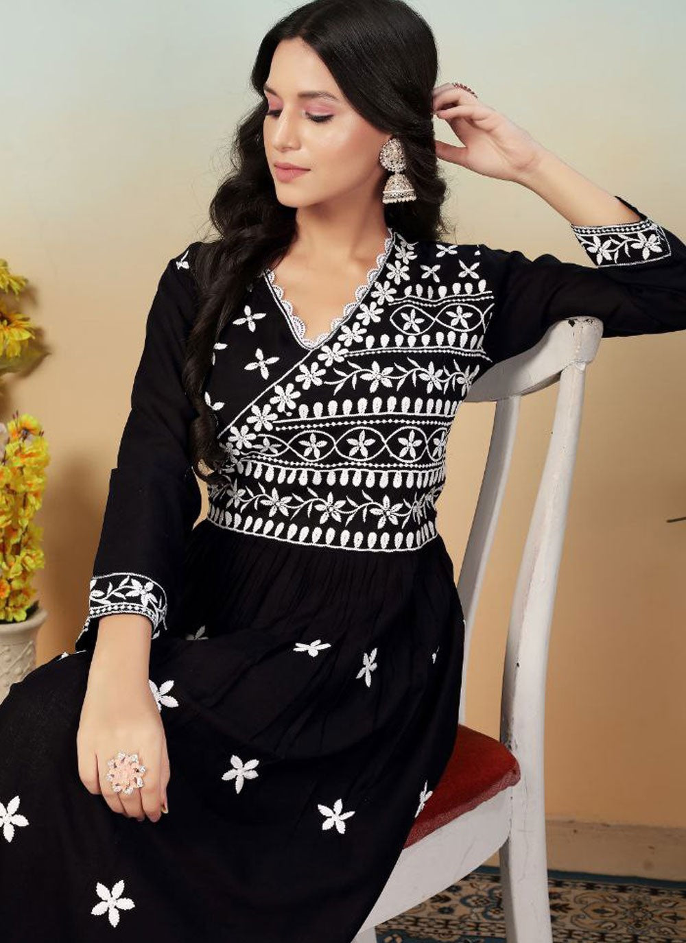 Chikankari Work Rayon Gown - G1787