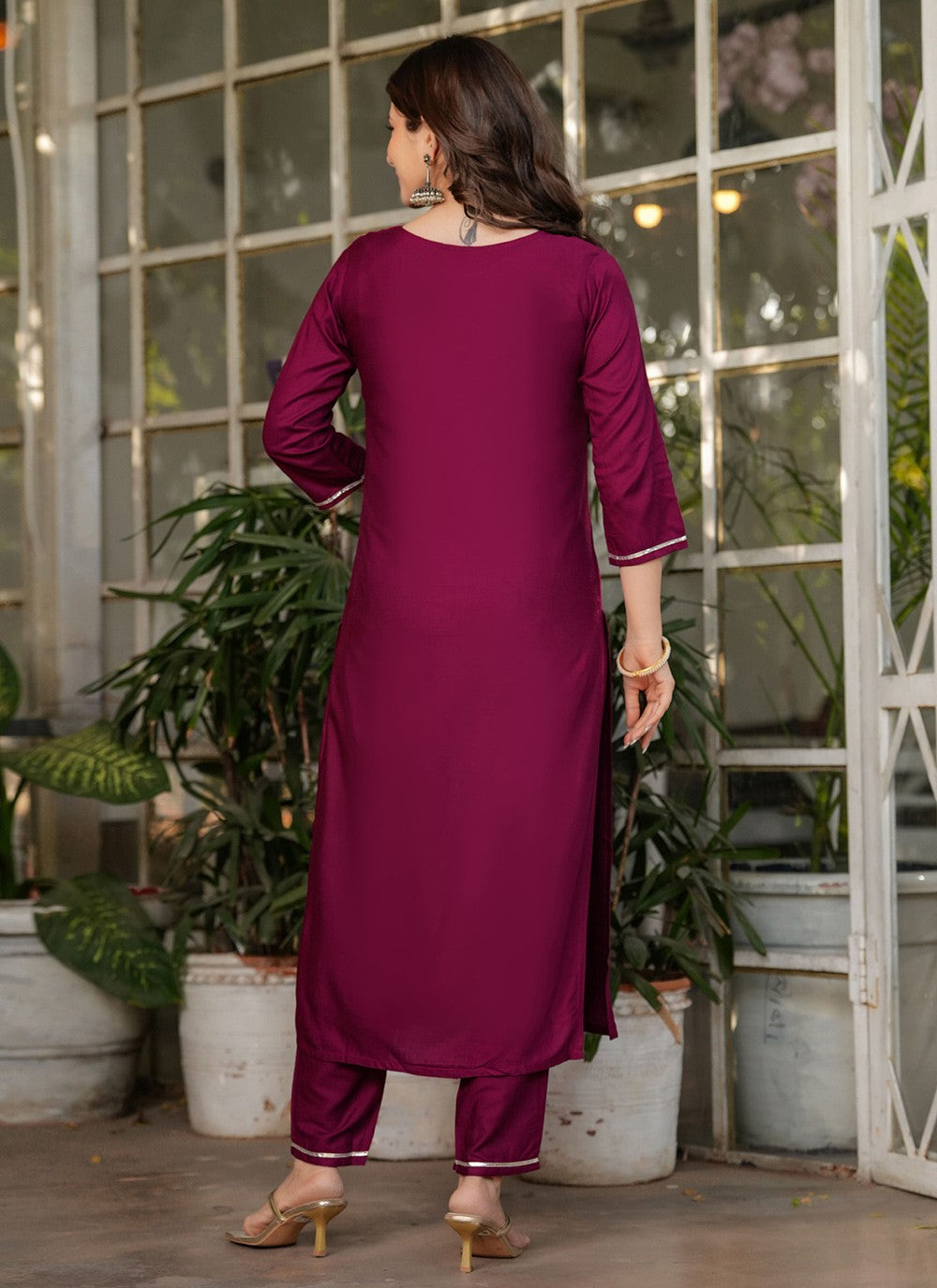 Embroidered Rayon Maroon Salwar Suit T6090