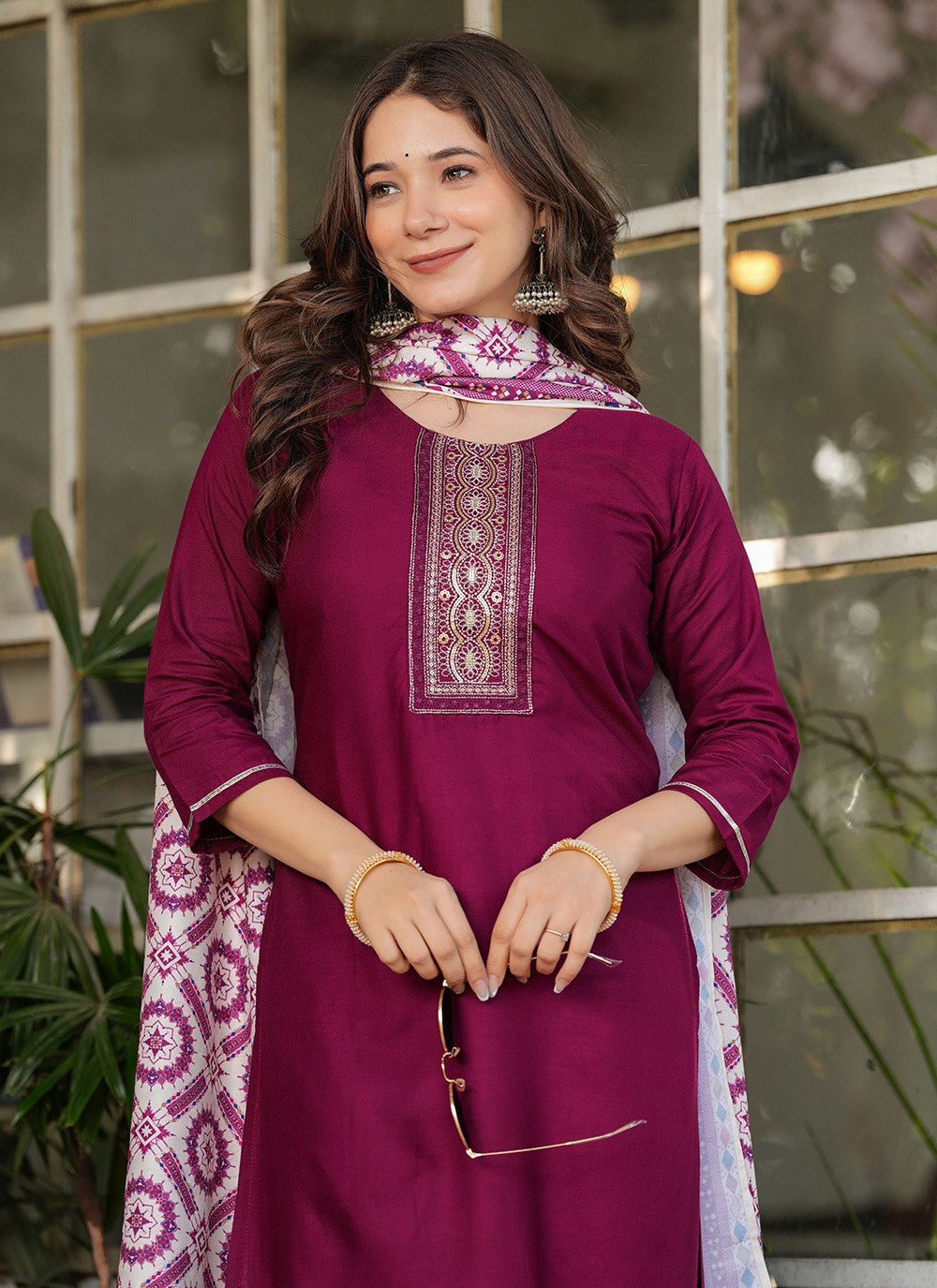 Embroidered Rayon Maroon Salwar Suit T6090