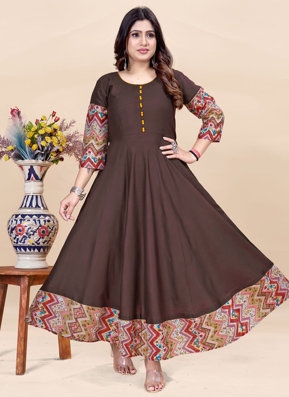 Fancy Work Rayon Gown - G1906