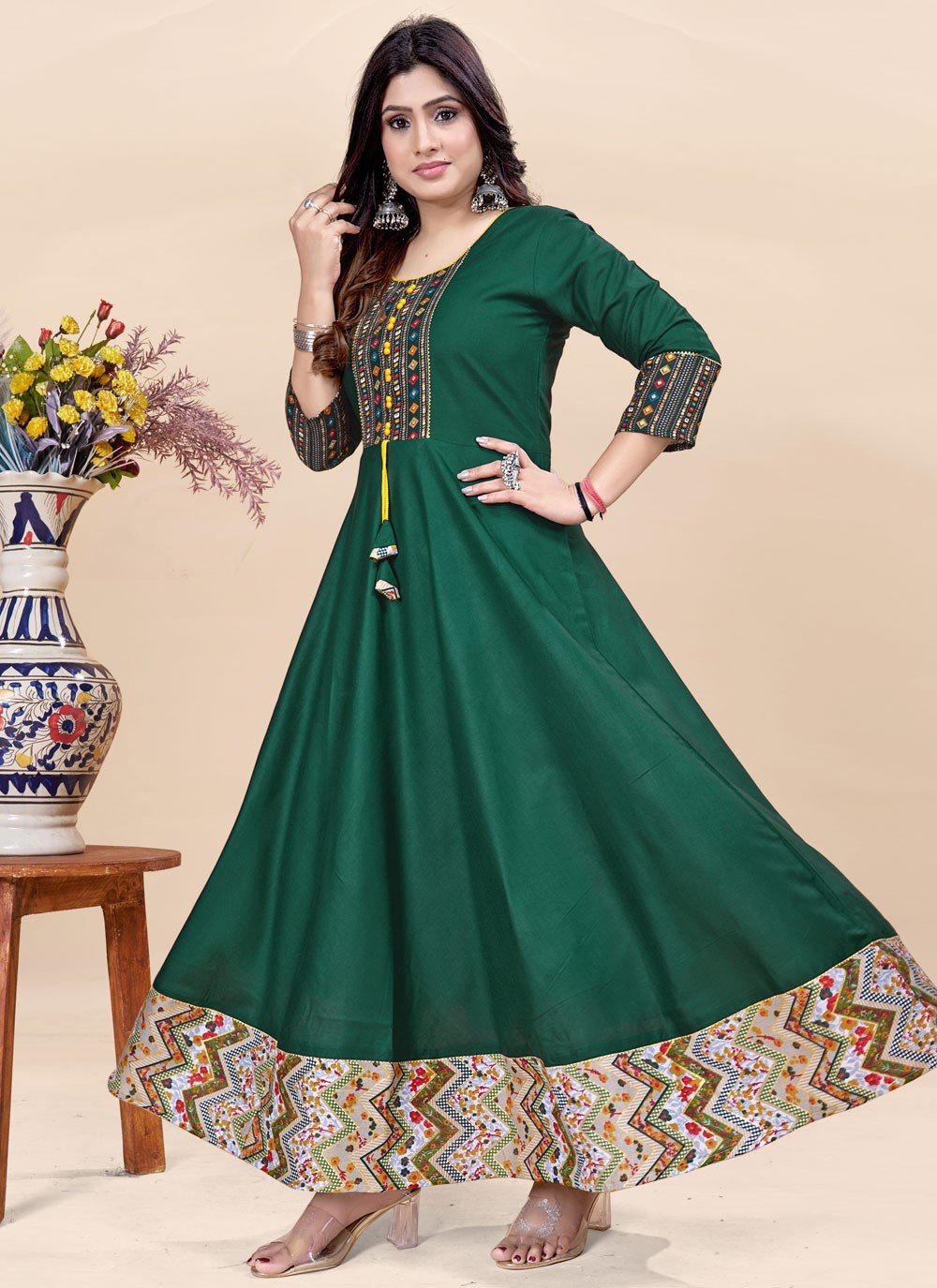 Fancy Work Rayon Gown - G1909