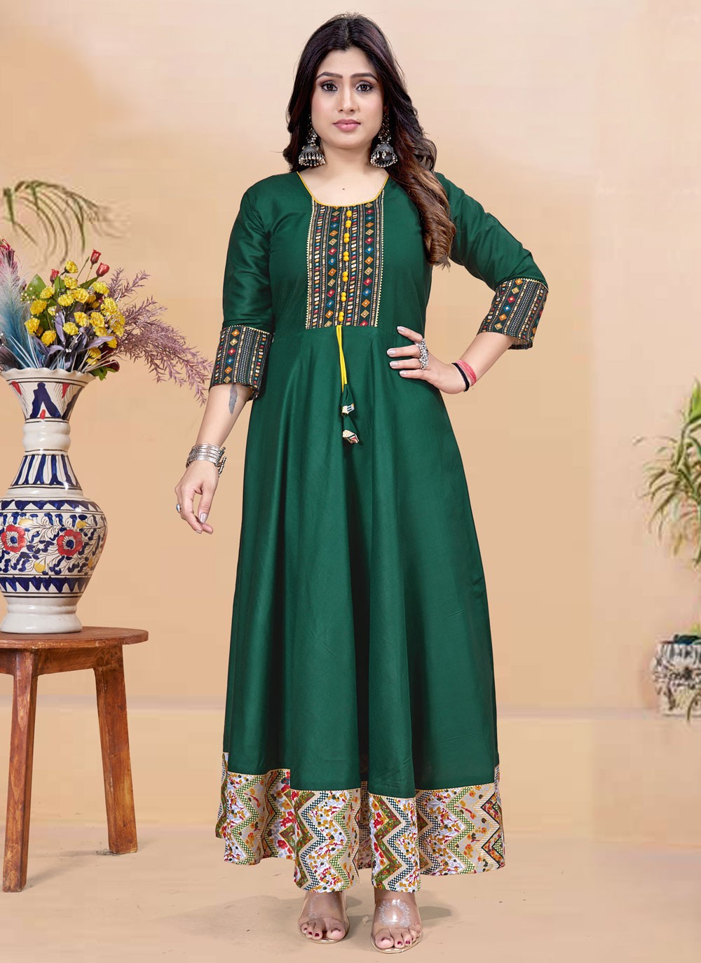 Fancy Work Rayon Gown - G1909