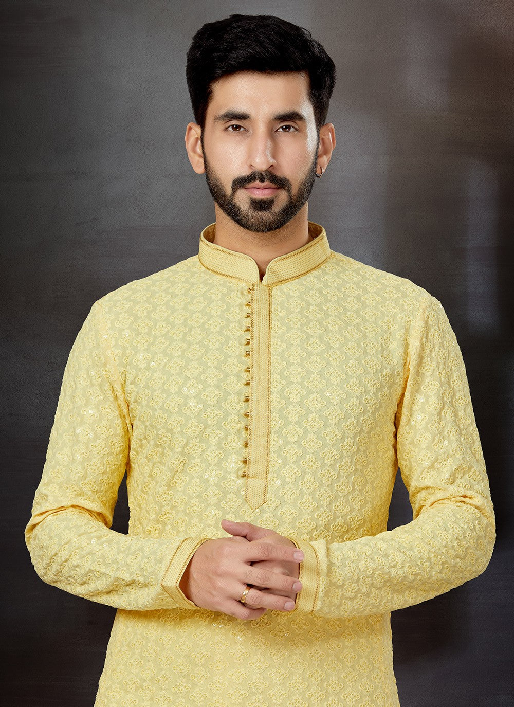 Embroidered Rayon Yellow Kurta - M5757