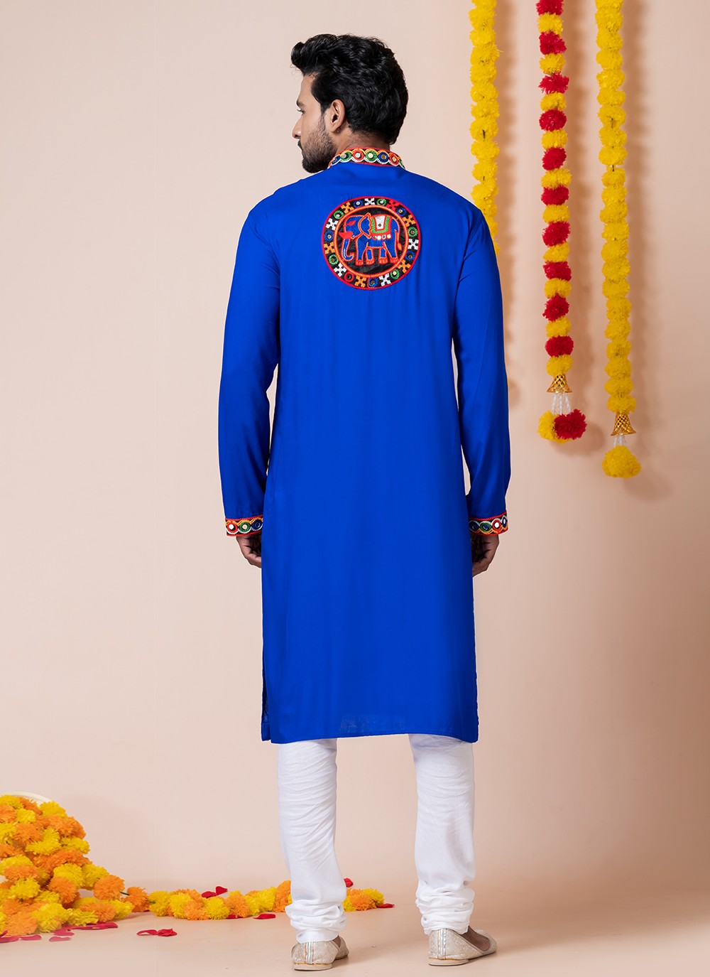 Lace Rayon Blue Kurta Pyjama - M8302