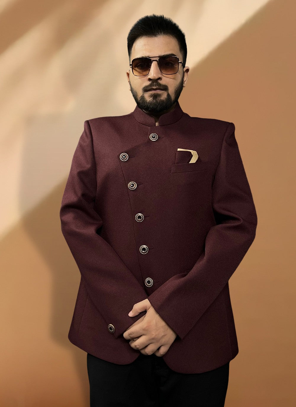 Fancy Work Rayon Maroon Coats & Blazers - M5574