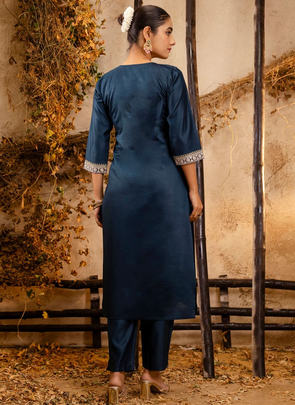 Embroidered Rayon Morpeach Pant Style Suit T6299