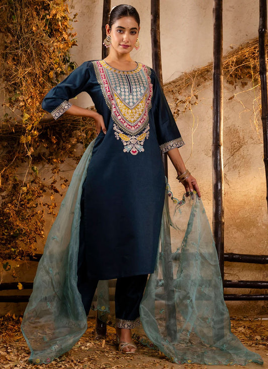 Embroidered Rayon Morpeach Pant Style Suit T6299