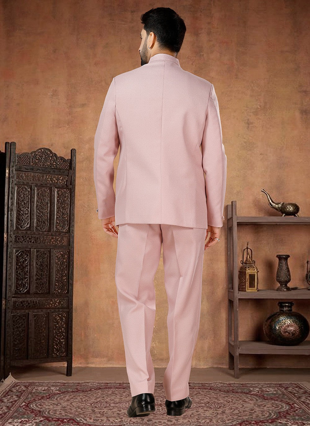 Buttons Rayon Pink Jodhpuri Suit - M7070