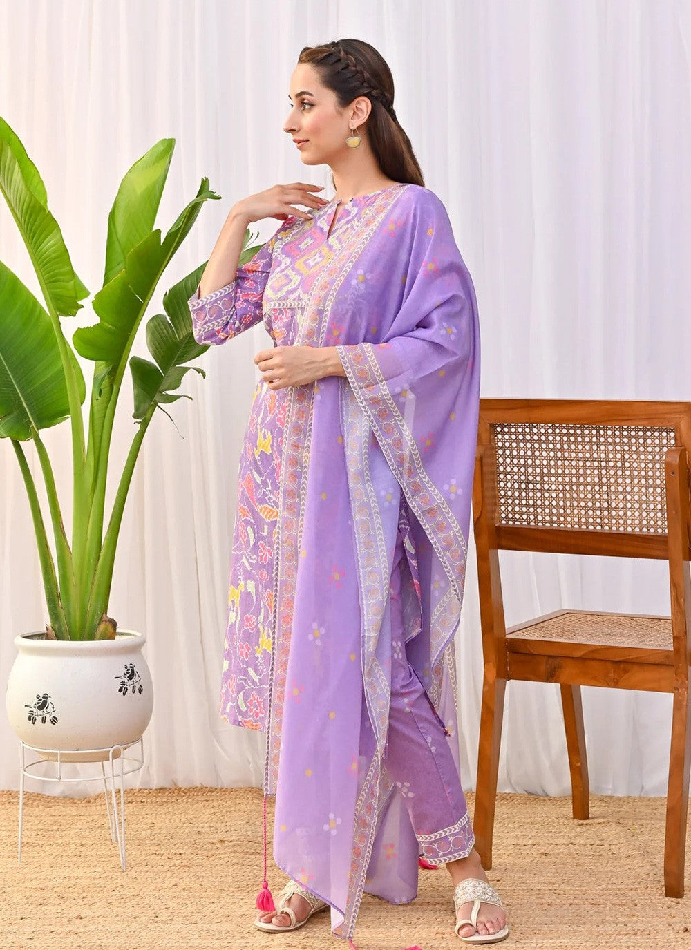 Salwar Suit Embroidered Purple Rayon T5079