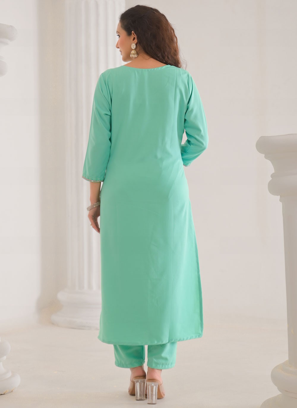 Embroidered Rayon Turquoise Salwar Suit T6158