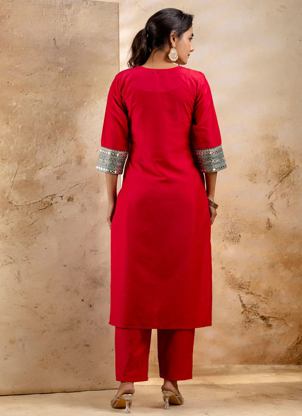 Embroidered Rayon Hot Pink Salwar Suit T6009
