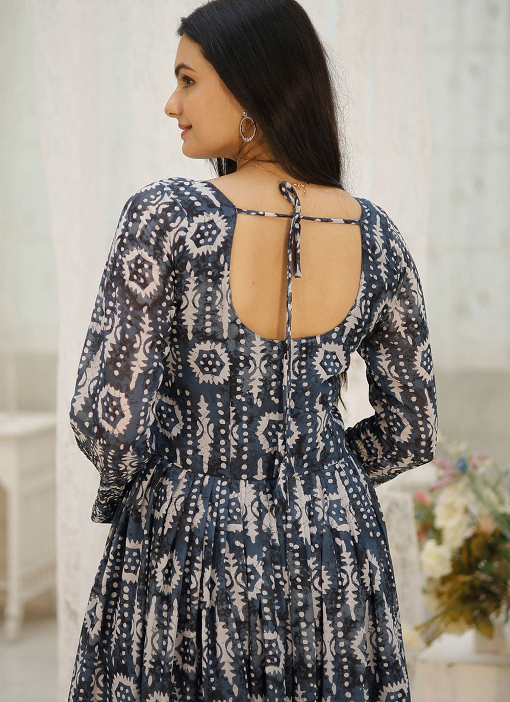 Printed Faux Georgette Gown - G1825