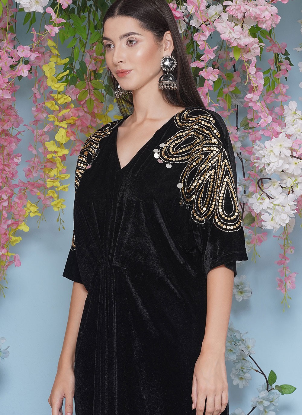 Embroidered Velvet Gown - G1850