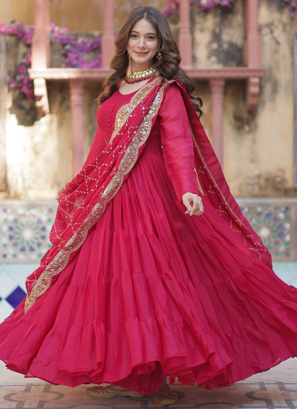 Plain Georgette Gown - G1836