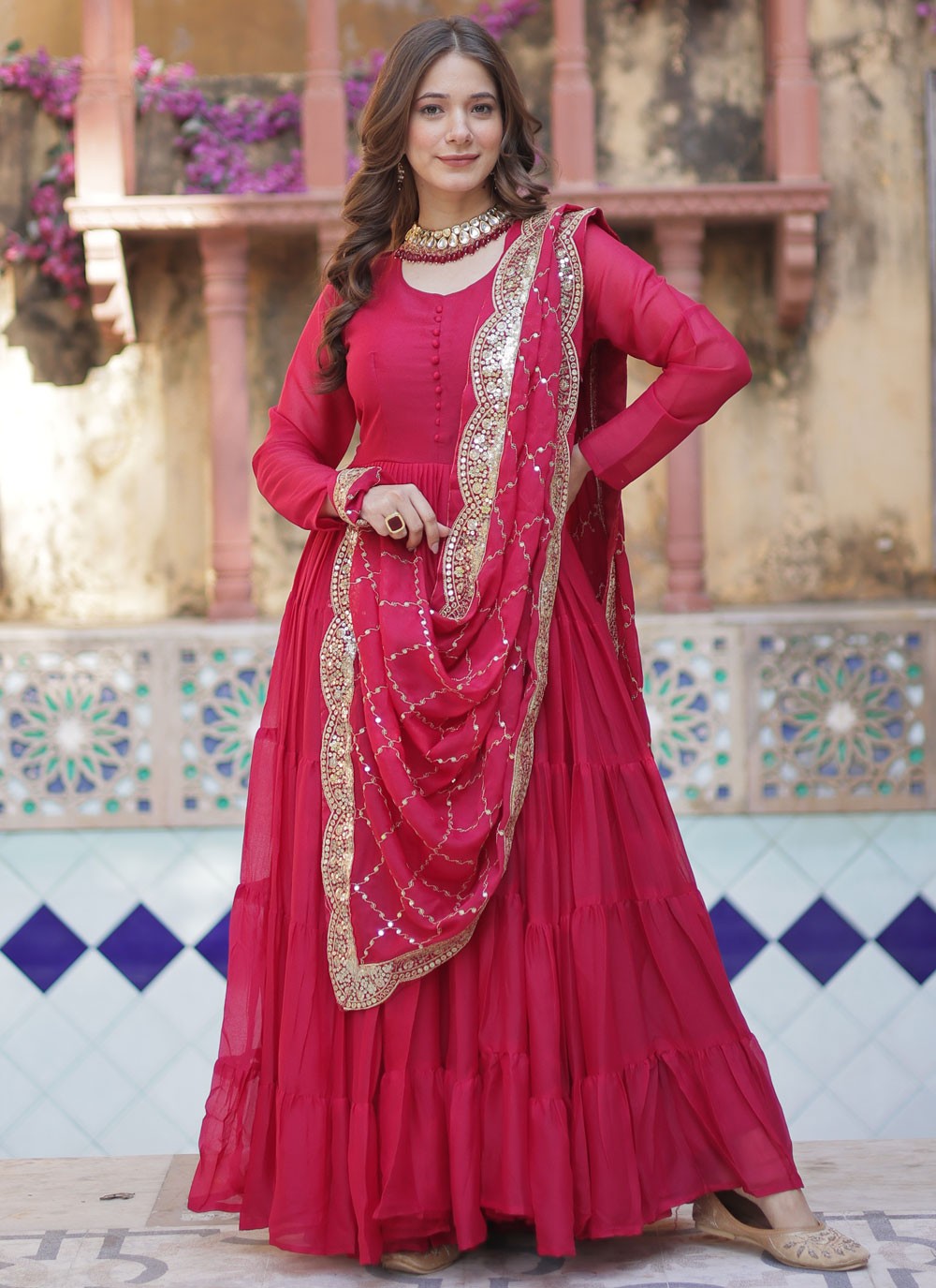 Plain Georgette Gown - G1836