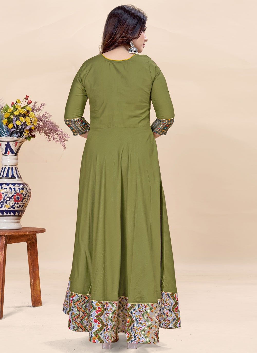 Fancy Work Rayon Gown - G1909