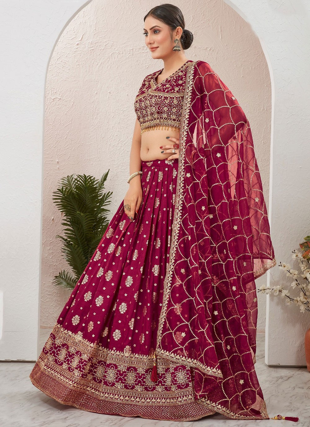 Embroidered Pure Dola Lehenga - L3088