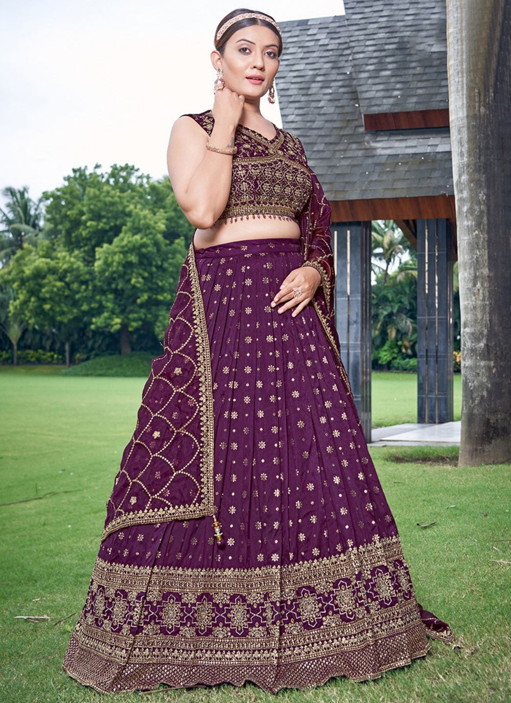 Embroidered Pure Dola Lehenga - L3088