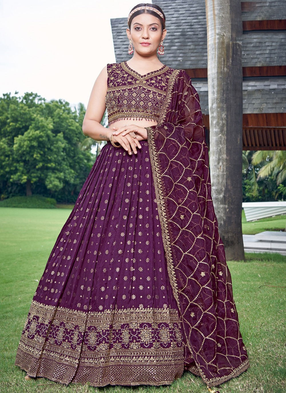 Embroidered Pure Dola Lehenga - L3088