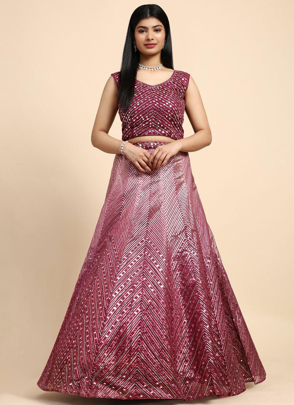 Cord Organza Readymade Lehenga Choli - L2609