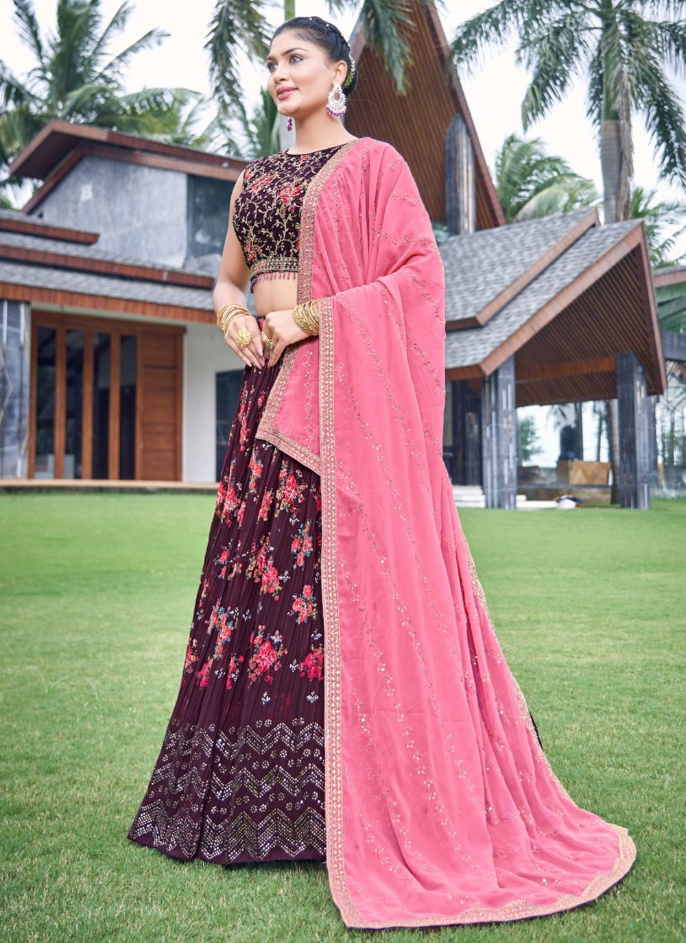 Digital Print Georgette Lehenga - L3086