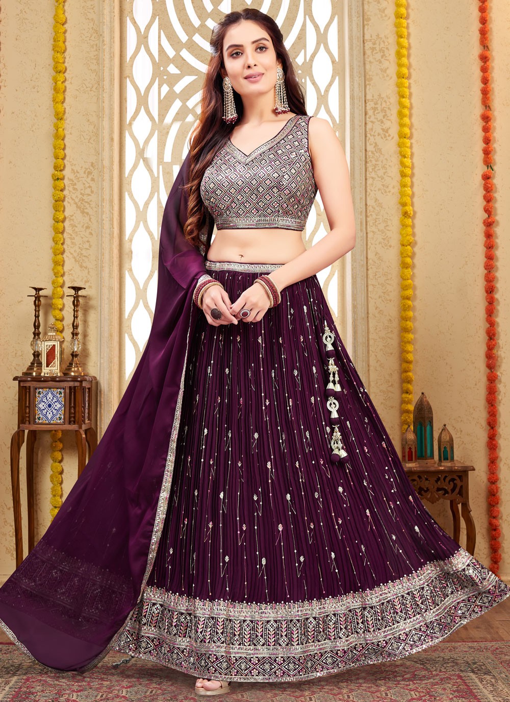 Embroidered Silk Readymade Lehenga Choli - L2650