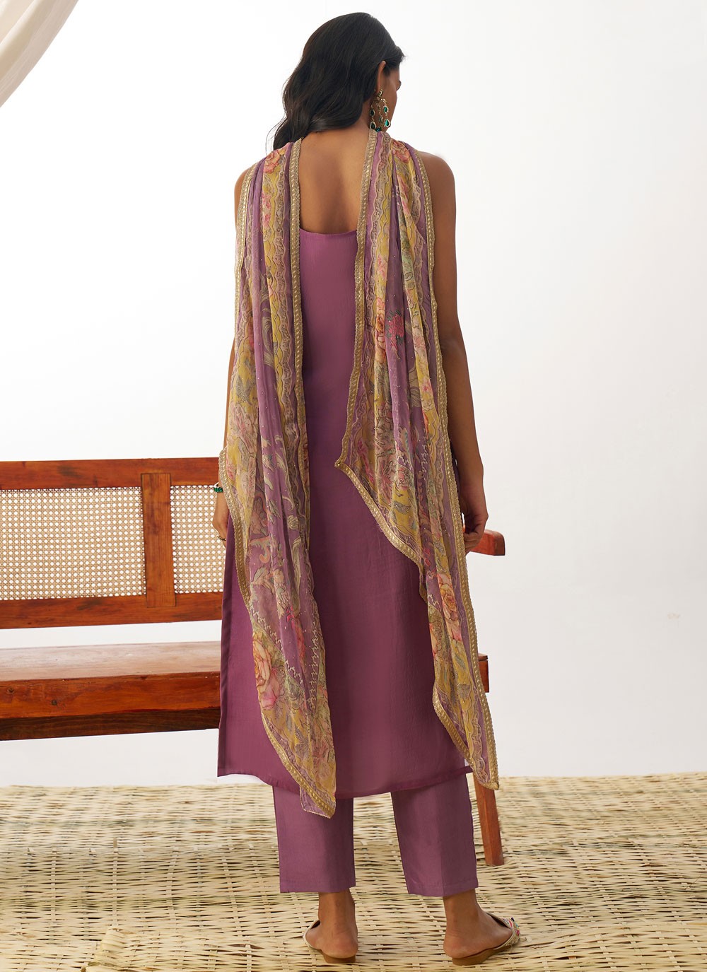 Pant Style Suit Embroidered, Fancy Work, Stones Purple T6910