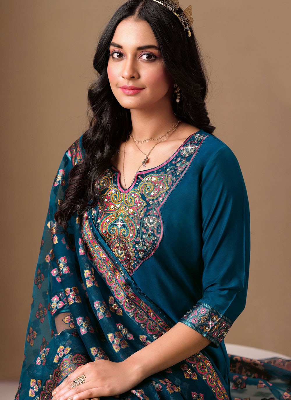 Pant Style Suit Fancy Work, Stones Morpeach T7861