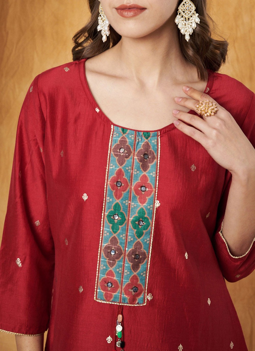 Applique Silk Salwar Suit - T4691