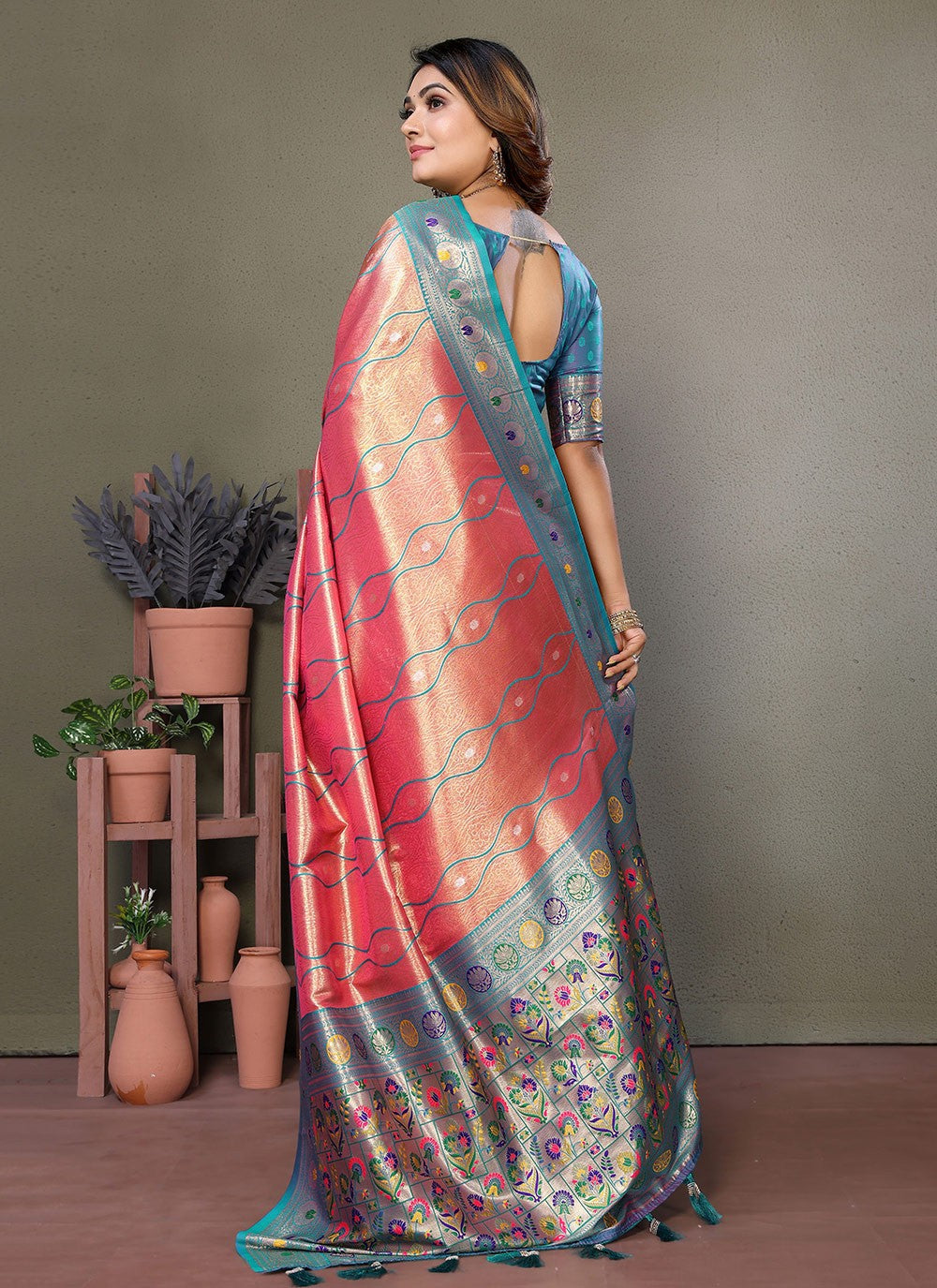 Woven Banarasi Silk Red Saree S14794