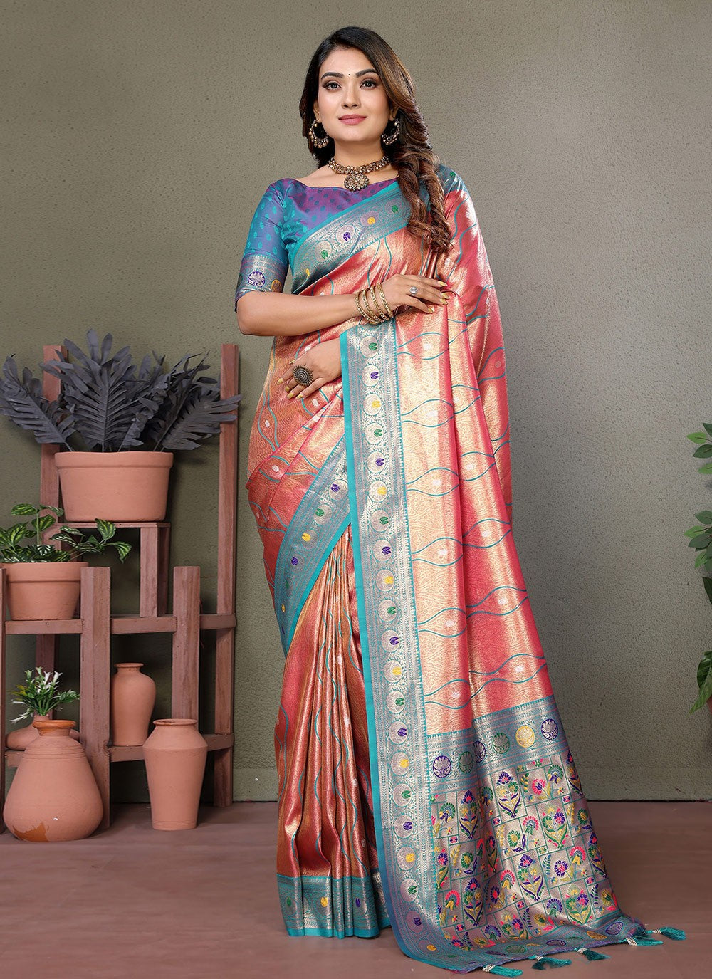 Woven Banarasi Silk Red Saree S14794