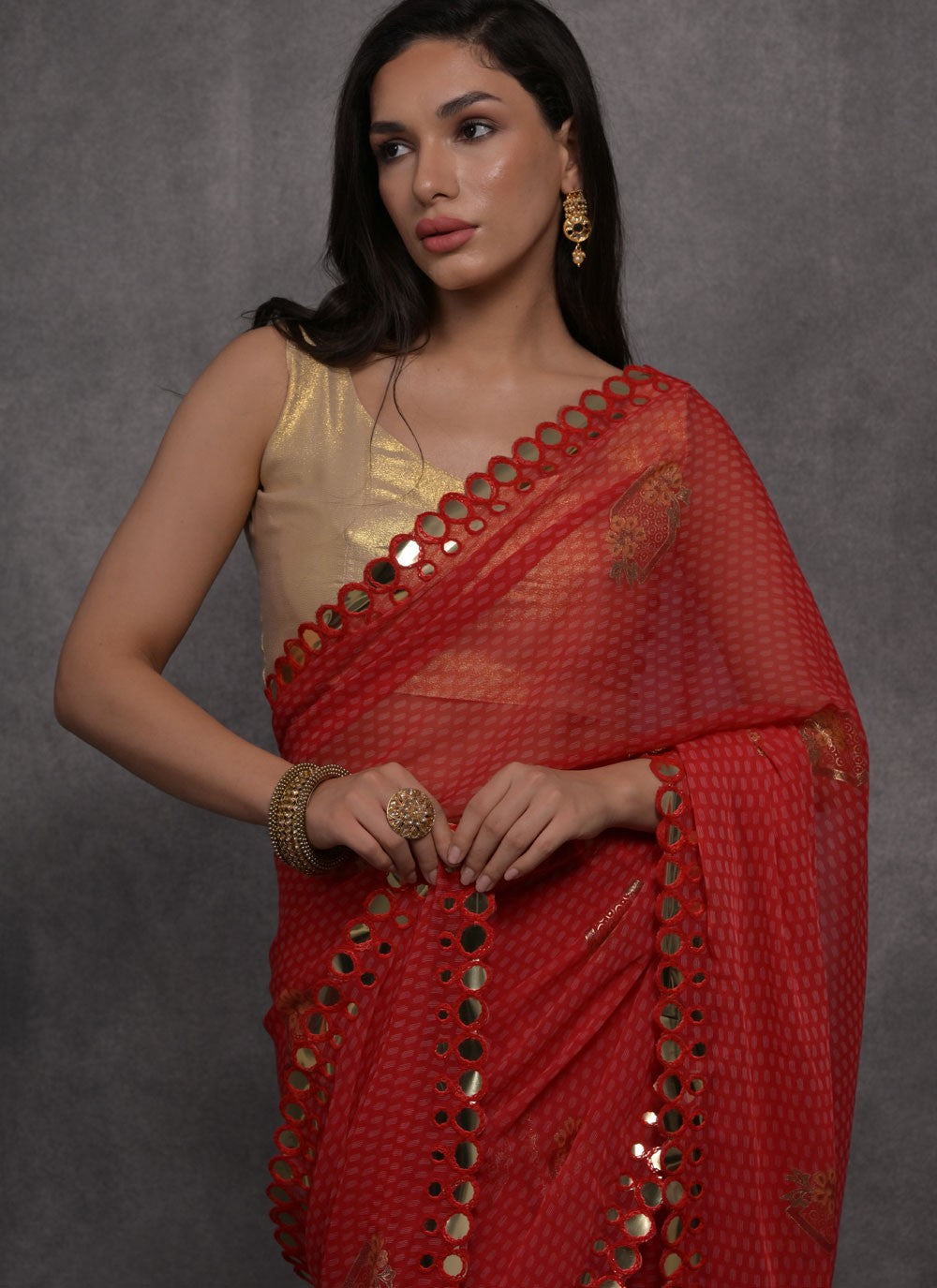 Trendy Border Work Georgette Saree - S4717