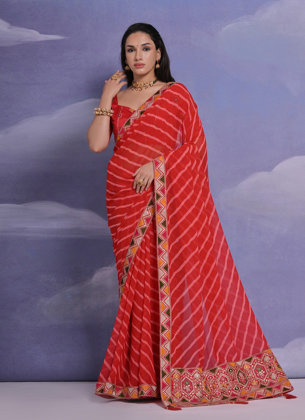Trendy Border Work Georgette Saree - S4872