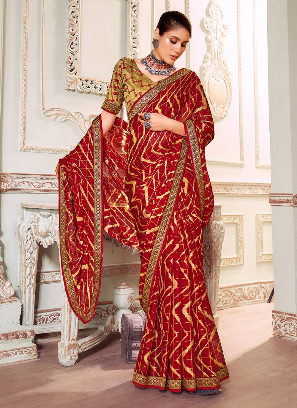 Classic Printed Silk Saree - S3189