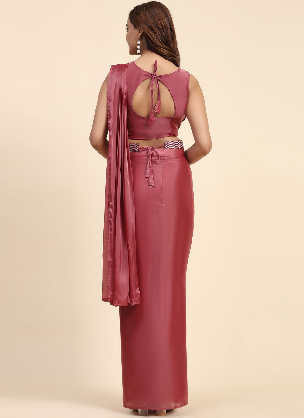 Trendy Embroidered Imported, Satin Saree - S5398